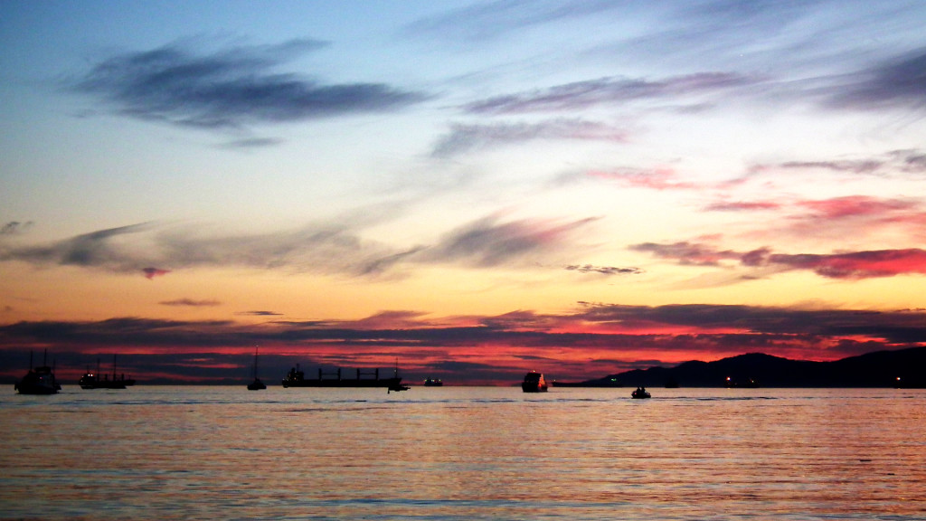 sunset beach sunset with ships